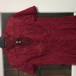 Vintage 90s Elegant Lace Red Dress Size 13/14